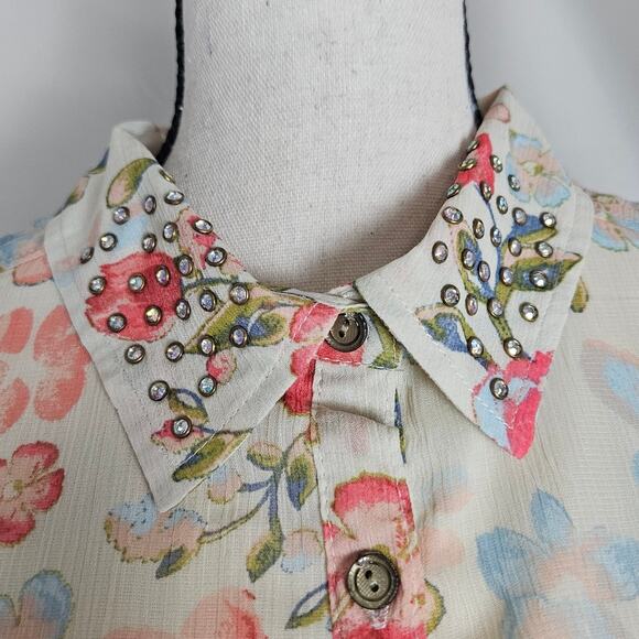 American Rag Cie Dress Women’s 1X Floral Sleeveless Button Front Ruffle Hem Boho - Picture 7 of 12